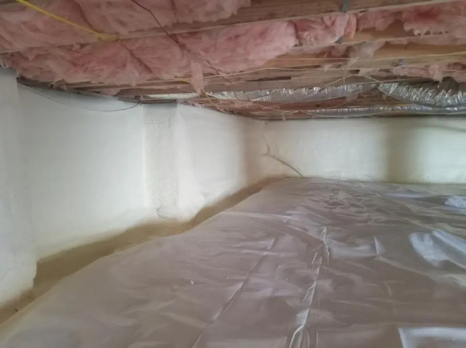 Crawl space encapsulation with closed-cell spray foam for Commercial Roof Restoration in Shepherdsville